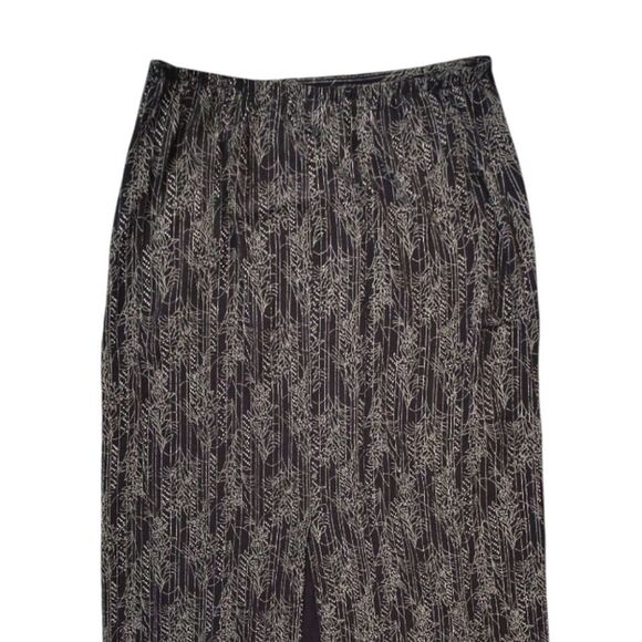 VTG Black Floral Textured Whimsigoth Straight Midi Skirt with Back Slit Large - Picture 6 of 8